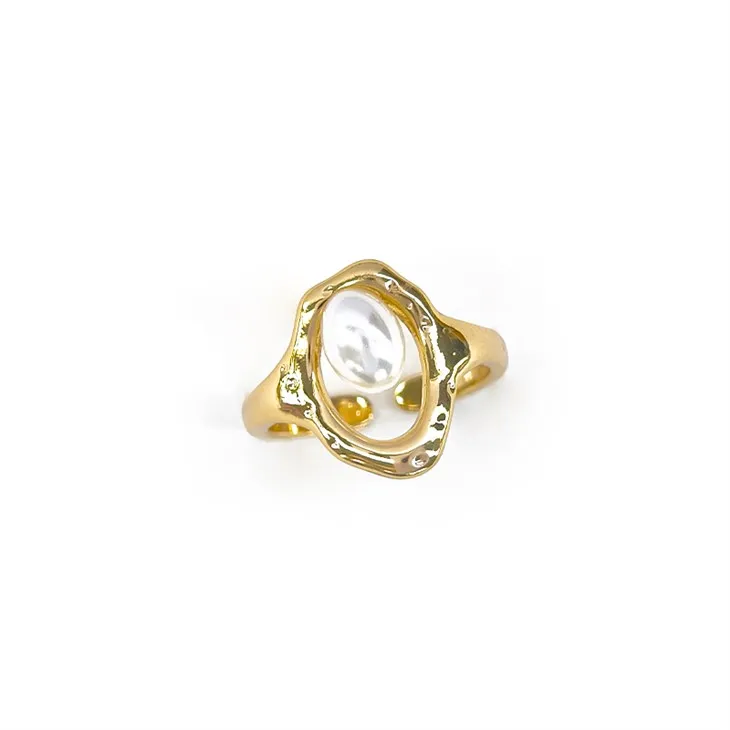 Anello aperto con perla d'oro