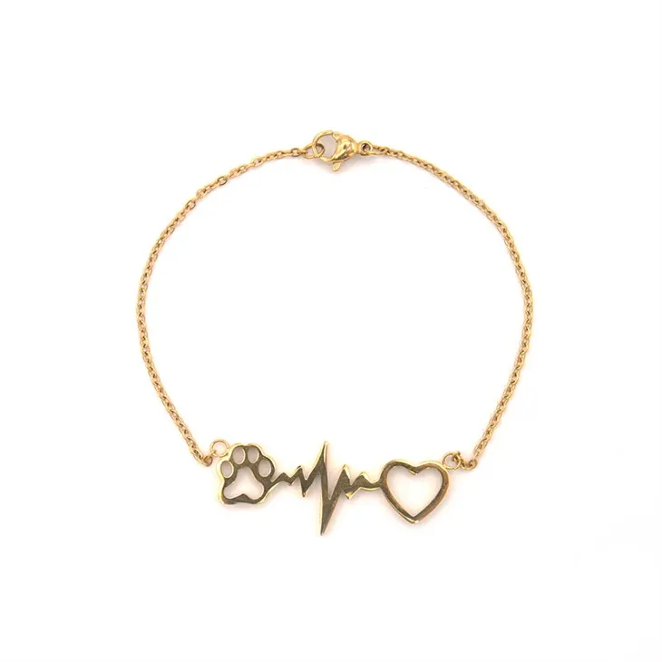 Bracciale a forma di cuore con catena a maglie