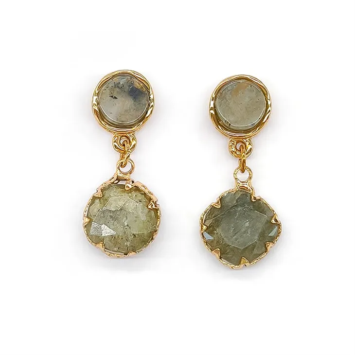 Orecchino a goccia verde marmo