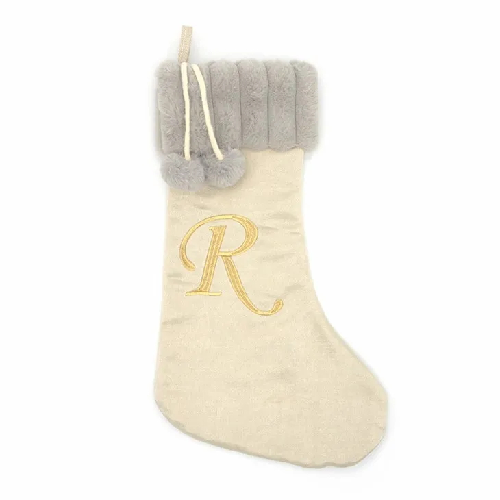 Calze natalizie con lettera in peluche